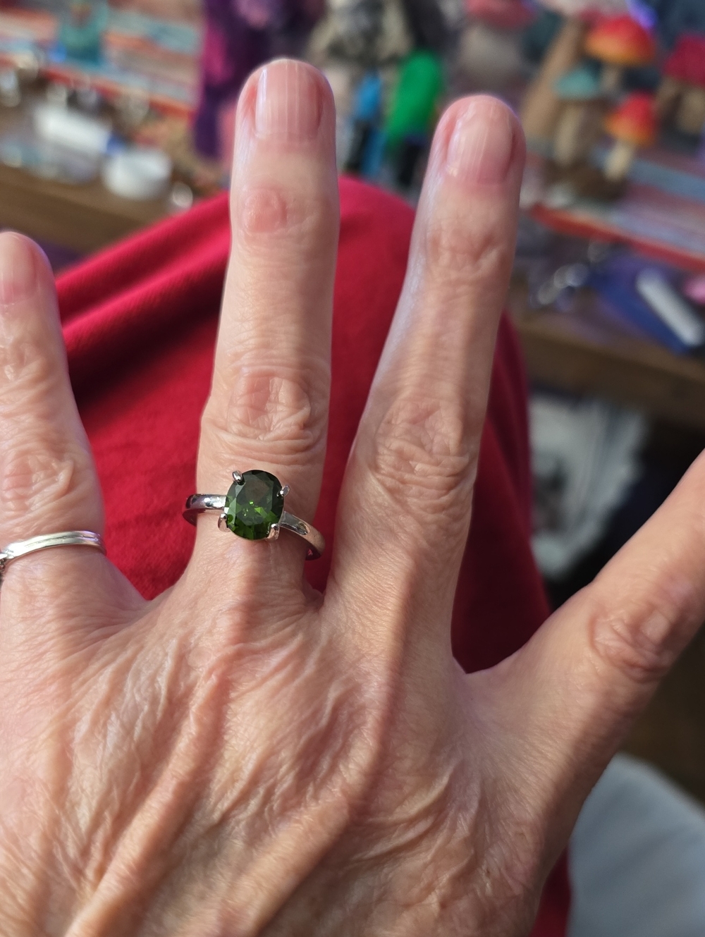 Silver Ring With Green Stone